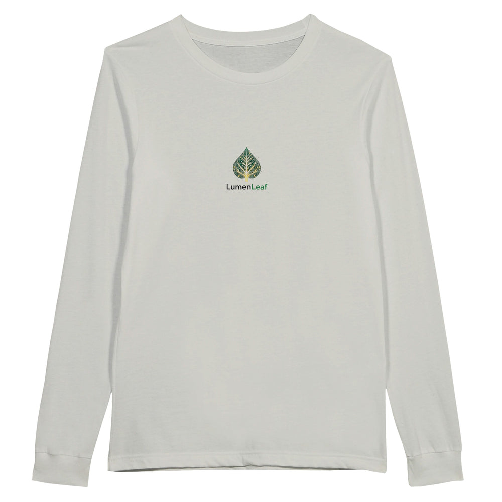 Findlitbooks.com Lumen Leaf Long Sleeve Tee – Eco-Friendly Solarpunk Apparel